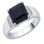 PeenZone 92.5 Silver Square Black Stone Ring  For Unsex