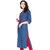 Pinky Pari Stylish Blue Denim Jacket Style Embroidered Straight Fit Kurti