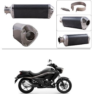 Buy AutoStark Triangle Carbon Finish Silencer Muffler Exhaust Silver for Suzuki Intruder Online 2709 from ShopClues
