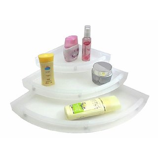 UnBreakable Premium Quality Crystal Clear Corner Set Plastic Bathroom Corner Shelves (Pack of 3, Clear)