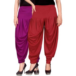 Culture the Dignity Purple,Red Lycra Dhoti Pants