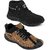 Chevit Men's Black & Brown Training Shoes (Pack Of 2)