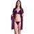 Senslife Net  Satin Nightwear Sleepwear Short Wrap Gown with Lingerie Set (Pack of 3) SL007