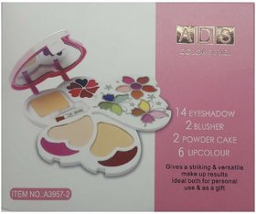 Ads Makeup-Kit With 14 Eye Shado 2 Blusher And 2 Compact Powder And 6 Lip Color