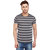 Vimal-Jonney Grey Striped Round Neck Tshirt For Men