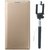 Oppo Neo 5  Premium Leather Finish Flip Cover with Free Selfie Stick, Tempered Glass and USB Cable