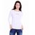 Regular Fit Cotton Fabric White Boat Neck T-shirt For Women