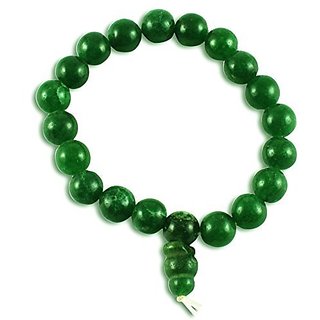 E Green Jade Stone Bracelet With Guru Bead For Good E Green Jade Stone Bracelet With Guru Bead For Good Fortune And Protection
