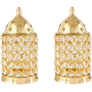 Decorate India Large Brass Akhand Diya With Diamond Nag Deep Diya 6 inch set