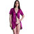 Senslife Women's Satin Sexy  Babydoll Dress Wrap Gown with Thong SL011A