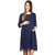 Mine4nine Women's Dress Navy Blue Polka print maternity western dress