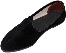 Men's Black Classic Velvet Juttis Shoes