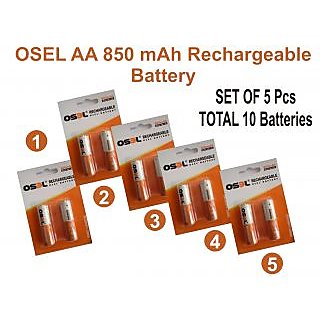 Osel AA 850 MAh Rechargeable Battery ( Pack Of 5 ) Total 10 Batteries
