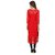 Shree Wow Women's Red Self Design Crepe Stitched Kurti