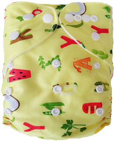 Tinytots Reusable  Nappy washable Chemical free leak free Pocket Cloth Diaper with microfiber insert   - yellow alphabets