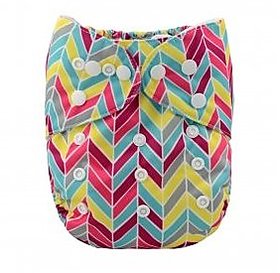 Alva Bamboo AIO Reusable washable Chemical free, leak free Cloth Diaper - Stripes