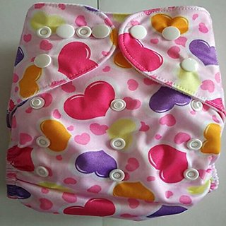 Tinytots Reusable Nappy washable Chemical free leak free Pocket Cloth Diaper - HEARTS print with microfiber insert