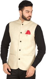 00RA Men's Woven Cotton Blend Nehru and Modi Jacket Ethnic Style For Party Wear