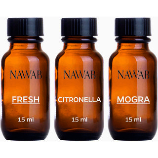 NAWAB essential aroma Diffuser oil(Fresh,Sandalwood,Mogra-15ml each)