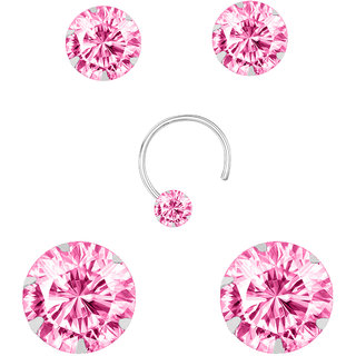 Nzone 92 5 Silver Pink Color Stud Earrings Set For Women Nzone 92 5 Silver Pink Color Stud Earrings Set For Women S