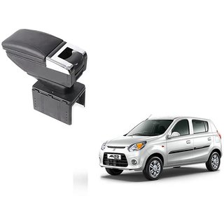 Stylish Black Arm Rest Console For Maruti Suzuki Alto 800 - Arm Rest in Chrome Design with Ashtray, Cup Holder And Storage