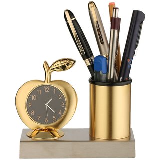 Buy APPLE DESIGNED GOLD MULTIUSE CLOCK AND PENSTAND FOR GIFTS, OFFICE ...