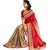 Sargam Fashion Embroidered Red And Beige Georgette Traditional PartyWear Saree. - SRMBREDBEIGE