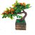 Adaspo Bent Bonsai Artificial Plant With Wooden Pot ( 21X21X9 CM ) (Orange)