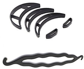 Combo of Hair Volumizing Bumpits (Set of 5) and Hair Twist Style Donut Bun Maker for Women