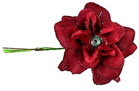 Homeoculture Red Velvet Stem Flower Hair Clips | Pack of 2 pieces | looks like Natural Flower | Latest Design Hair Accessories