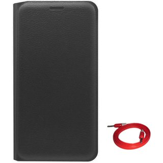 TBZ PU Leather Flip Cover Case for Oppo Joy 3 with AUX Cable -Black