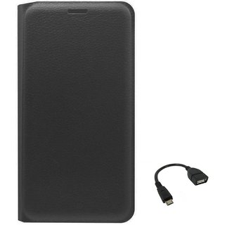 TBZ PU Leather Flip Cover Case for Oppo Joy 3 with OTG Cable -Black