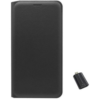 TBZ PU Leather Flip Cover Case for Oppo Joy 3 with Micro USB OTG Connector Adapter -Black