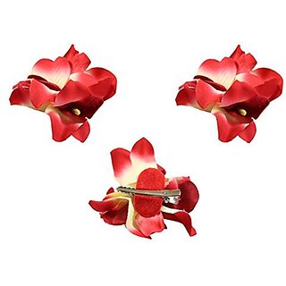 Buy Homeoculture Bright Red and White Orchid Flower Hair Clips | Pack of 2  pieces | looks like Natural Flower | Latest Design Hair Accessories Online  @ ₹225 from ShopClues