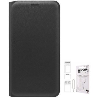 TBZ PU Leather Flip Cover Case for Oppo Joy 3 with Nossy Sim Adaptor -Black