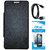 TBZ Flip Cover Case for Micromax Canvas Mega Q417 with Data Cable and Tempered Screen Guard -Black