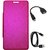 TBZ Flip Cover Case for Micromax Canvas 5 E481 with OTG Cable and Data Cable -Pink