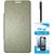TBZ Flip Cover Case for Micromax Canvas 5 E481 with Stylus Pen and Tempered Screen Guard -Golden