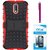 TBZ Hard Grip Rubberized Kickstand Back Cover Case for Motorola Moto G4 Plus with Stylus Pen and Tempered Screen Guard -Red