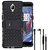 TBZ Hard Grip Kickstand Back Cover Case for OnePlus 3 / OnePlus 3T with Earphone -Black -Black
