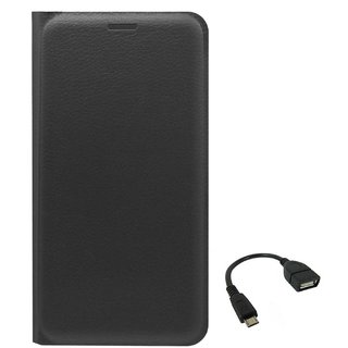 TBZ PU Leather Flip Cover Case for Lenovo Vibe K5 Plus with OTG Cable -Black