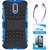 TBZ Hard Grip Rubberized Kickstand Back Cover Case for Motorola Moto G4 Plus with Earphone and Tempered Screen Guard -Blue