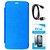TBZ Flip Cover Case for Micromax Canvas A1 with Data Cable and Screen Guard -Blue
