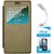 TBZ Window Premium Flip Cover Case for Oppo A37 with Flexible USB LED Light and Tempered Screen Guard -Gold
