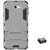 TBZ Tough Heavy Duty Shockproof Armor Defender Dual Protection Layer Hybrid Kickstand Back Case Cover for Samsung Galaxy J7 Prime with Cute Micro USB OTG Adapter -Grey