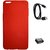TBZ Rubberised Silicon Soft Back Cover Case for OnePlus 5 with Cute Micro USB OTG Adapter and C-Type Data Cable  -Red