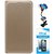 TBZ PU Leather Flip Cover Case for Oppo A37 with Flexible Lazy Stand and Tempered Screen Guard -Gold