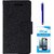 TBZ Diary Wallet Flip Cover Case for Oppo F3 plus with Stylus Pen and Tempered Screen Guard -Black