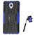 TBZ Hard Grip Rubberized Kickstand Back Cover Case for OnePlus 3 / OnePlus 3T with Selfie Stick Monopod with Aux -Blue