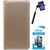 TBZ PU Leather Flip Cover Case for Lyf Water 7 with Selfie Stick with Aux and Tempered Screen Guard -Golden